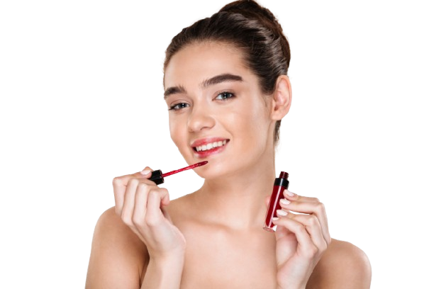 beauty-portrait-caucasian-brunette-woman-with-hair-bun-applying-lip-gloss-looking-removebg-preview